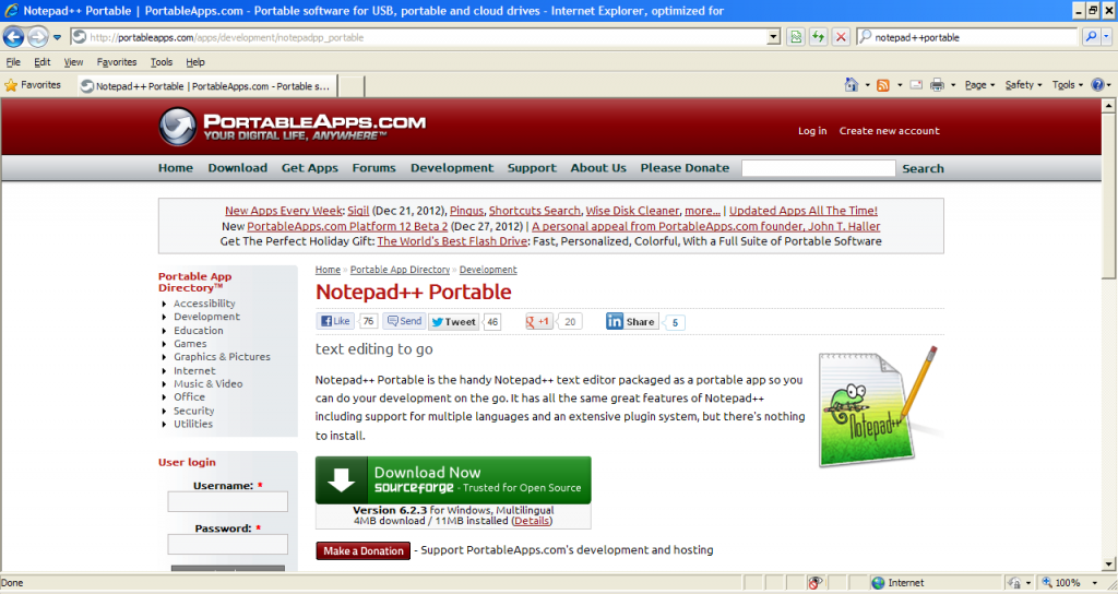 Downloading Notepad++